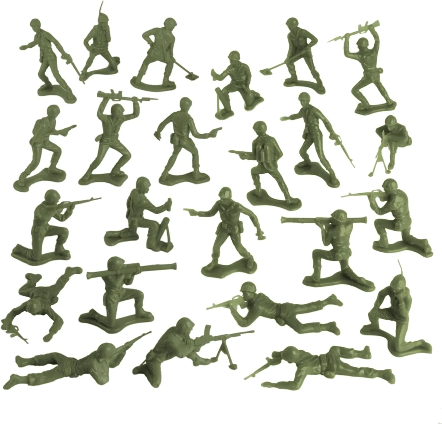 TimMee Plastic Army Men - OD Green 48pc Toy Soldier Figures - Made in USA