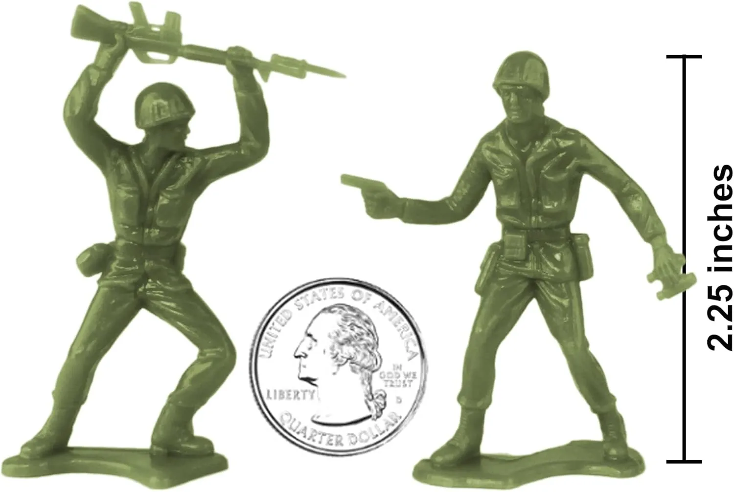 TimMee Plastic Army Men - OD Green 48pc Toy Soldier Figures - Made in USA