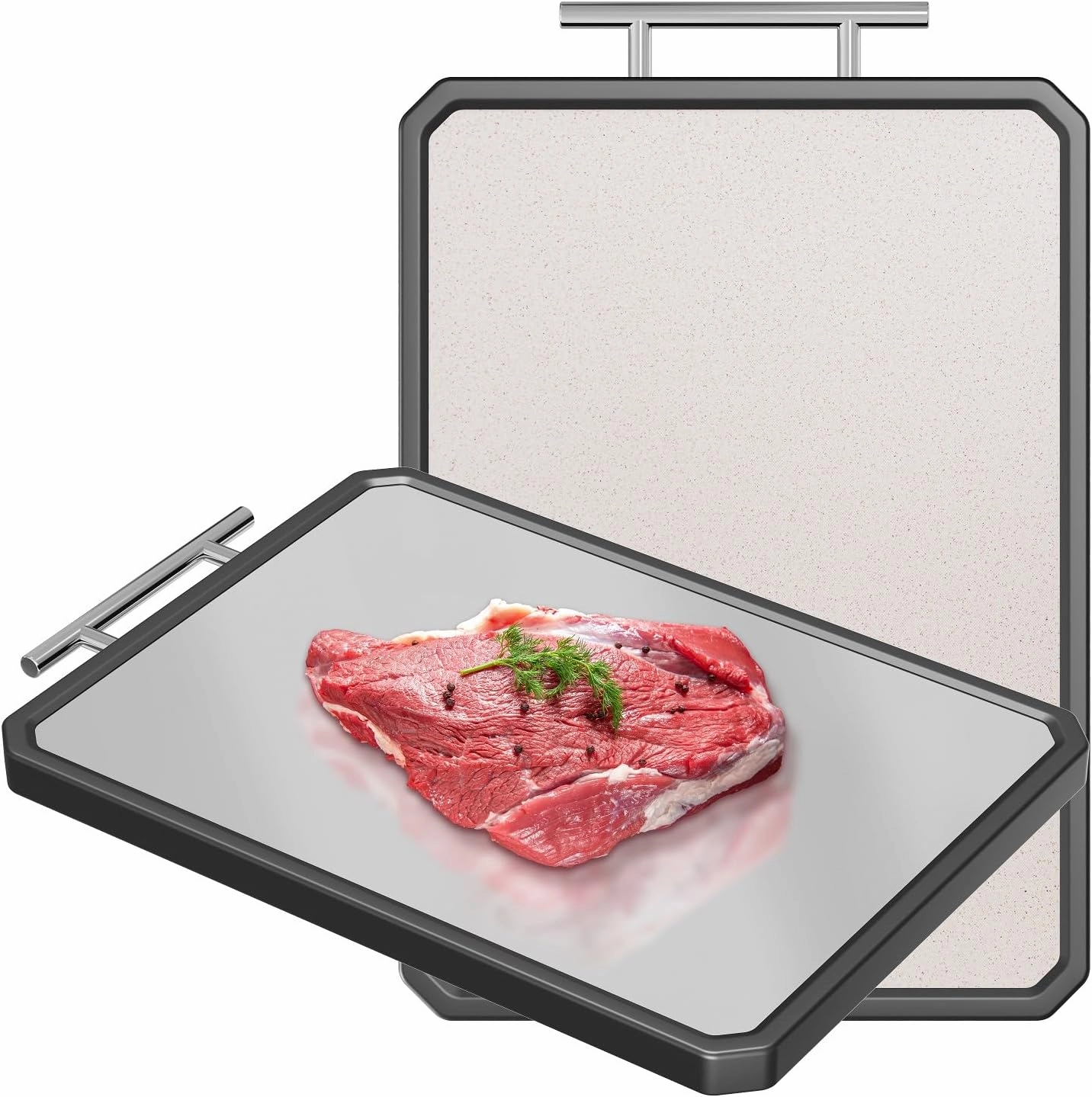 Titanium Cutting Board, Double Sided Cutting Board for Kitchen, 16 * 11 inch Dishwasher Safe Chopping Board, Titanium and Food-Grade Wheat Straw PP