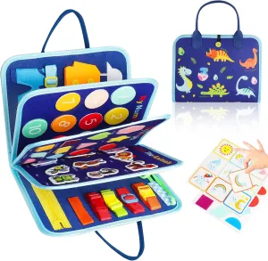 Toddler Busy Board, Montessori Toys for 1 2 3 4 Year Old Boys & Girls Gifts，7 in 1 Preschool Learning Activities for Learning Fine Motor Skills, Toddler Travel Toys for Airplane Car