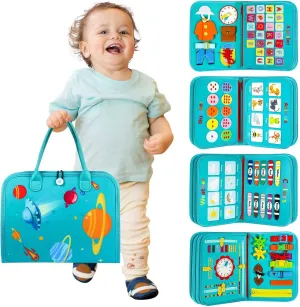 Toddler Busy Board - Montessori Toys for 2-3 Year Old Boy Birthday Gift, Educational Learning Sensory Busy Book for Two Year Old Boys, Airplane Car Travel Activities Toy for Kids Ages 2-4
