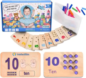 Toddler Toys Peg Board for Kids Durable Wood Educational Toddler Counting Toys - Develop Fine Motor Skills and Hand-Eye Coordination with Vibrant Colors and Engaging Graphics