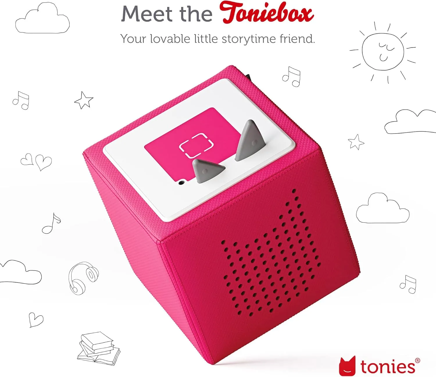 Toniebox Audio Player Starter Set with Counting Songs, Bedtime Songs, Sing-Along Songs, Travel Songs, and Playtime Puppy - Listen, Learn, and Play with One Huggable Little Box - Pink