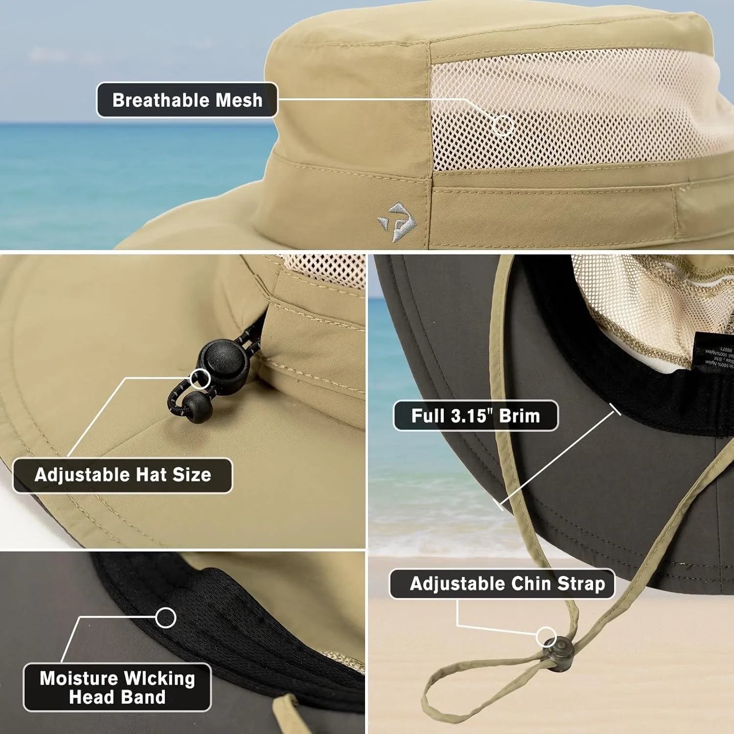 TOP-EX SunShield Sun Hat with UPF 50 , Floppy Wide Brim, Breathable Adjustable Fit (6 7/8-8 3/8)