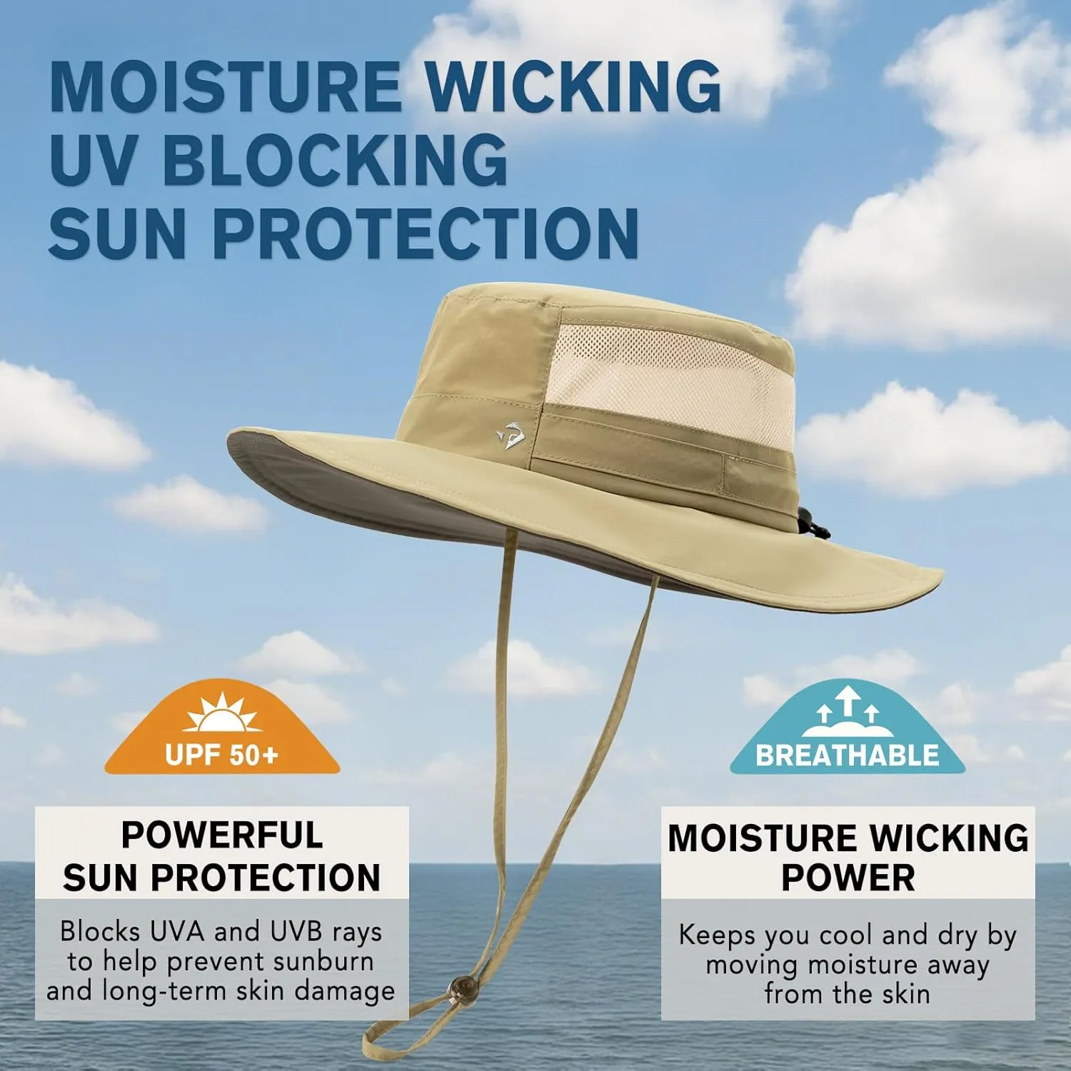 TOP-EX SunShield Sun Hat with UPF 50 , Floppy Wide Brim, Breathable Adjustable Fit (6 7/8-8 3/8)