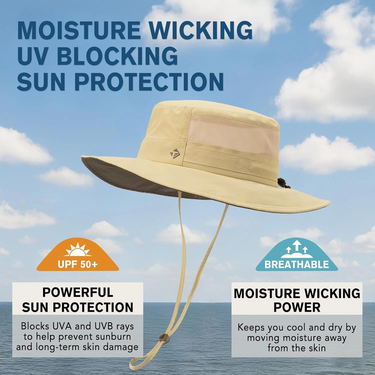 TOP-EX SunShield Sun Hat with UPF 50 , Floppy Wide Brim, Breathable Adjustable Fit (6 7/8-8 3/8)