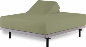Top Split Queen Fitted Sheet for Adjustable Beds, 100% Cotton Deep Pocket Half Split Fitted Sheet 1 PC, Sleep Number Beds 34 Inches Down from The Top, Taupe