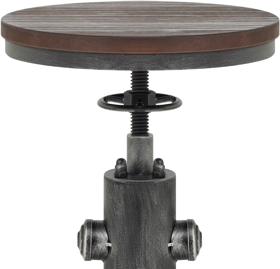 Topower Antique Vintage Industrial Barstool Solid Wood Water Pipe Fire Hydrant Design Cafe Coffee Industrial Bar Stool Set of 2 Silver