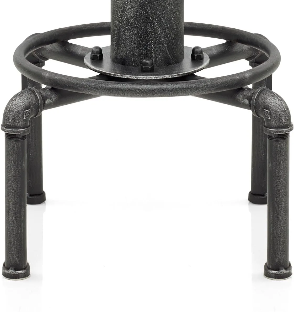 Topower Antique Vintage Industrial Barstool Solid Wood Water Pipe Fire Hydrant Design Cafe Coffee Industrial Bar Stool Set of 2 Silver