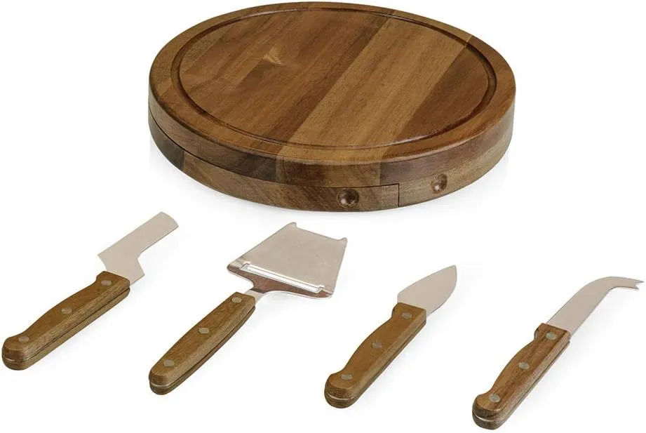 TOSCANA - a Picnic Time brand Circo Cheese Board and Knife Set - Charcuterie Board Set - Wood Cutting Board, (Acacia Wood)