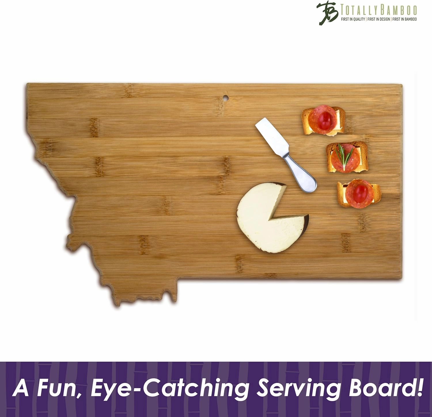 Totally Bamboo Montana State Shaped Bamboo Serving and Cutting Board