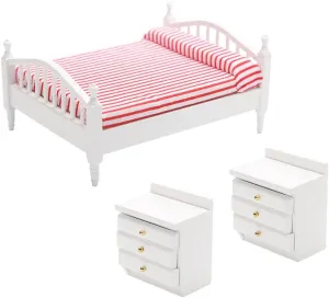 Totority Wooden Dollhouse Bed - 1: 12 Doll House Furniture Miniature Dollhouse Tabletop Accessories Dollhouse Furniture Mini Furniture