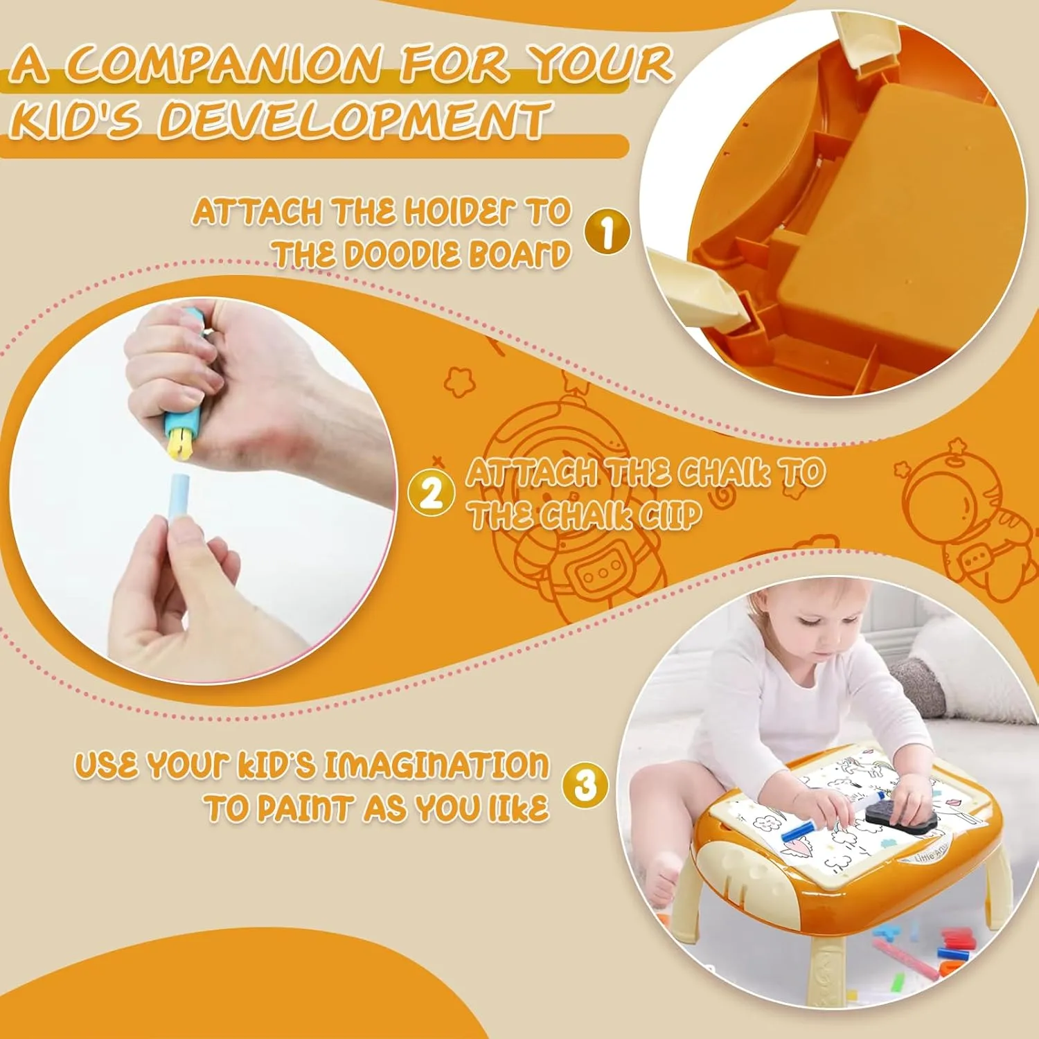 Toys for 1-2 Year Old, Toddler Toy with Magnetic Letters and Numbers, Learning and Educational Toys for 1 2 Year Old, Birthday (Creamy Orange)