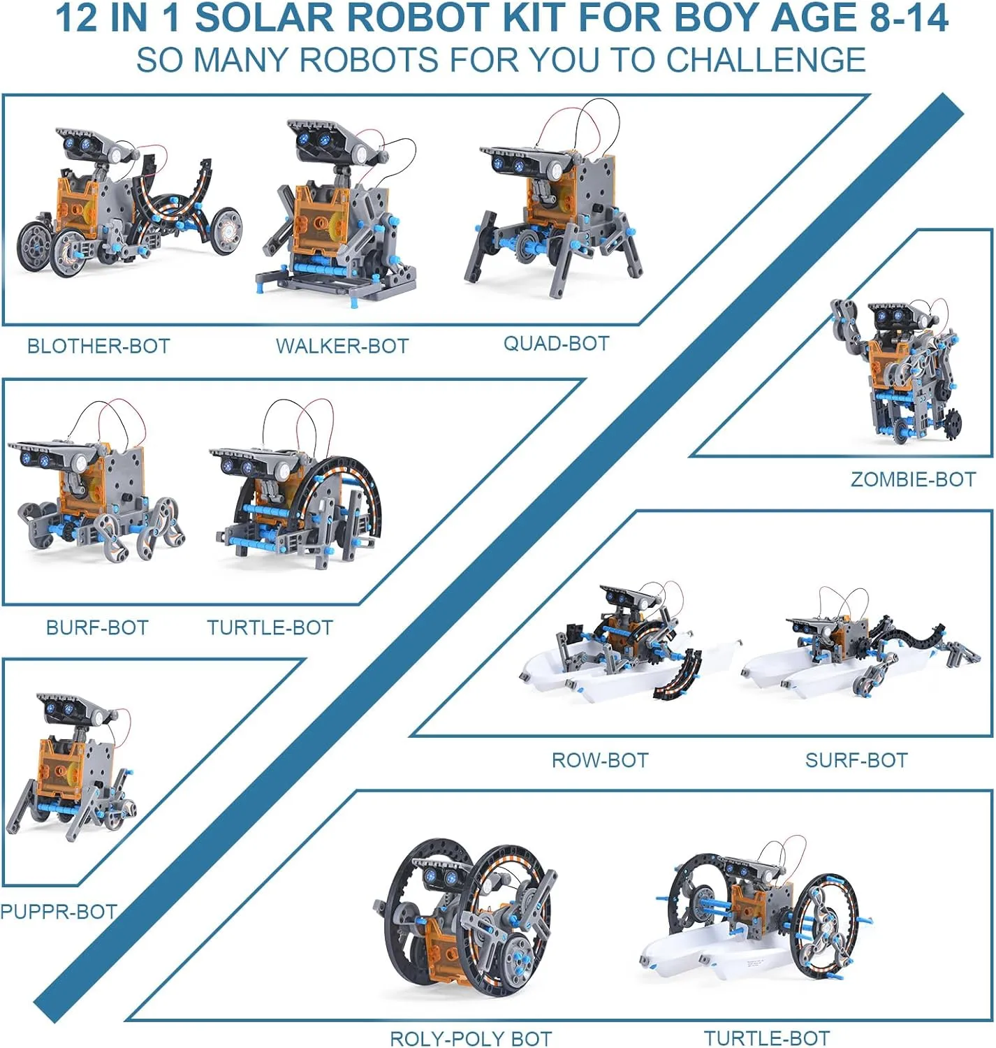 Toys for Ages 8-13,12 in 1 Stem Project Solar Robot Toy for 10 Years Old Autism Boy,Science Kits for Kids Age 8-14,Building Gear Toy Christmas Birthday Gift Idea for Boy Age 8 9 10 11 12 13 14