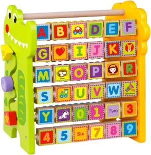 TOYSTER'S Wooden Alphabet & Number Learning Board – Interactive Flip Blocks Toy for Toddlers – ABC & 123 Educational Activity for Kids