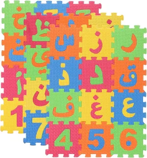 Toyvian Arabic Alphabet Mat 36pcs Interlocking Alphabet Floor Puzzle Kids Crawling Play Mat Arabic Letter Learing Flooring Tiles for Bedroom Playroom