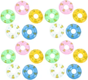 Toyvian Mini Swimming Rings, 20pcs Dollhouse Mini Swim Ring Cake Topper Dolls Beach Inflatable Swim Ring Baby Pool Float Swim Tubes Rings for Kids Adults