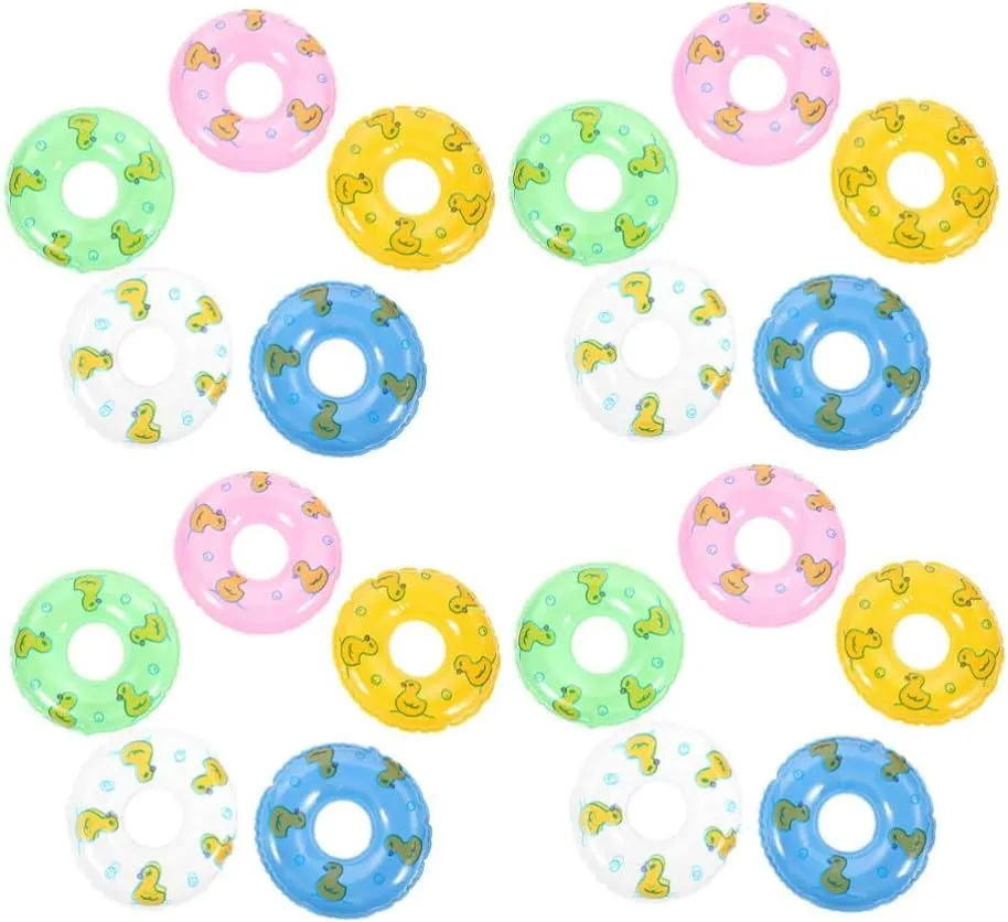 Toyvian Mini Swimming Rings, 20pcs Dollhouse Mini Swim Ring Cake Topper Dolls Beach Inflatable Swim Ring Baby Pool Float Swim Tubes Rings for Kids Adults