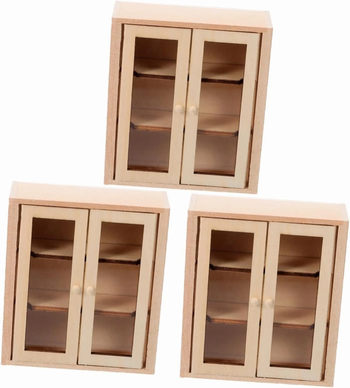 Toyvian 3pcs Miniature Wooden Furniture Storage Cabinet for Dollhouse for Creative Displays and Miniature Scenes Accessory for Home Decor and Photography
