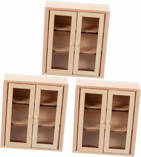 Toyvian 3pcs Miniature Wooden Furniture Storage Cabinet for Dollhouse for Creative Displays and Miniature Scenes Accessory for Home Decor and Photography