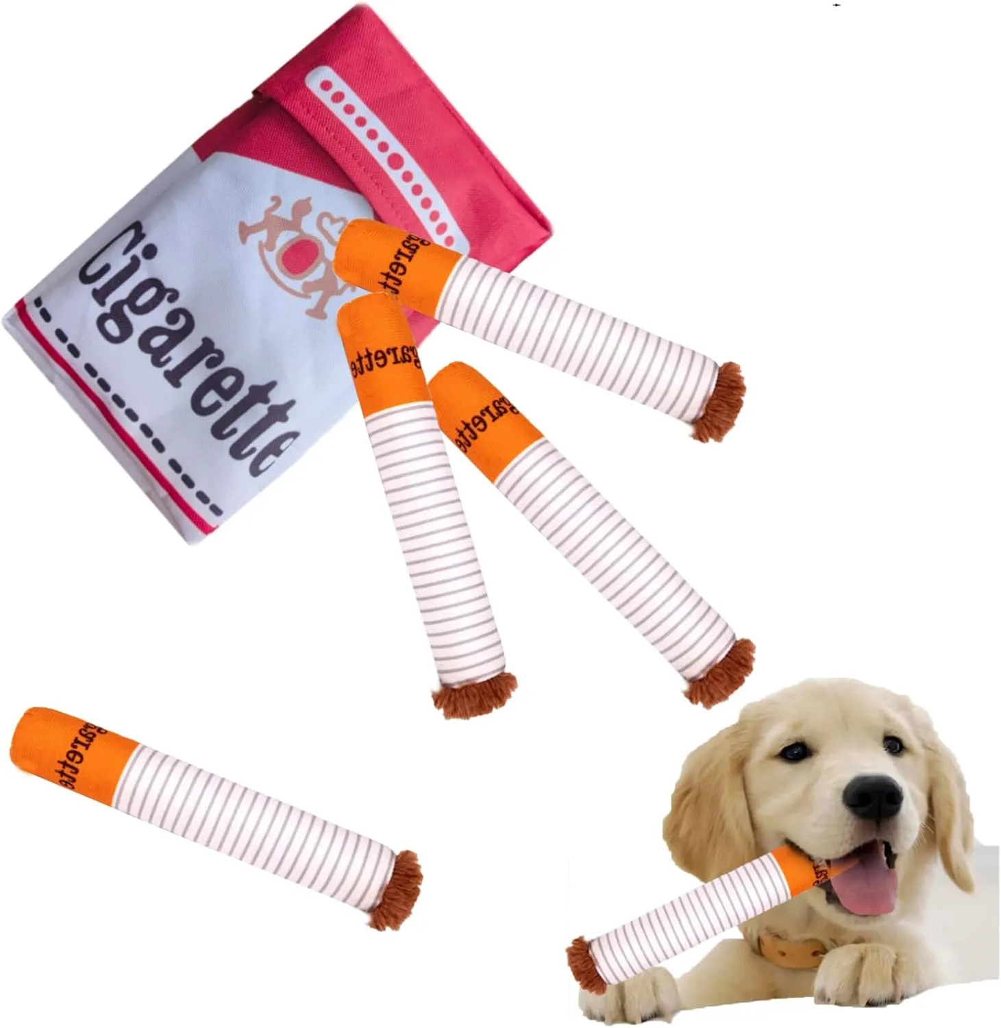 TOZLU Interactive Cigarette Dog Toy， Interactive Imitate Giggles Squeaky Dog Toys,Funny Fun Novelty Dog Toy,Imitate Chew for Pitbull Husky Small Medium Dogs