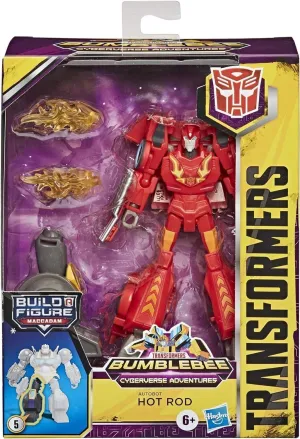 Transformers Cyberverse Bumblebee Adventures Deluxe Class Hot Rod Action Figure Toy, with Build-A-Figure Piece, for Ages 6 and Up, 5-inch