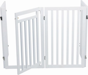 Trixie Freestanding 4-Panel Pet Gate, Foldable Pet Barrier Fence, Convertible Pet Pen, 32-in Tall, Walk Through Door, White