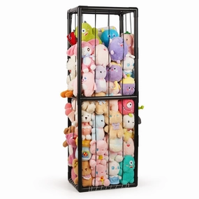 Trycooling Stuffed Animal Storage Zoo Stuffed Animal Holder Space Save Vertical Stuffed Animals Storage PVC with Elastic Band and Net for Playroom Bedroom Nursery (Black 1)