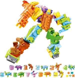 TUNJILOOL Dinosaur Robot Transform Toys for Kids, 20 Packs Dinobots Transforming Number Block Math Toys Gifts for Boys Girls, STEM Learning & Education Toys for Kids
