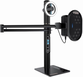 Turret - Self-Contained USB-C Broadcast Video System with Full HD webcam (H.264 video), USB condenser microphone with pop filter, Dimmable LED light ring and internal USB hub