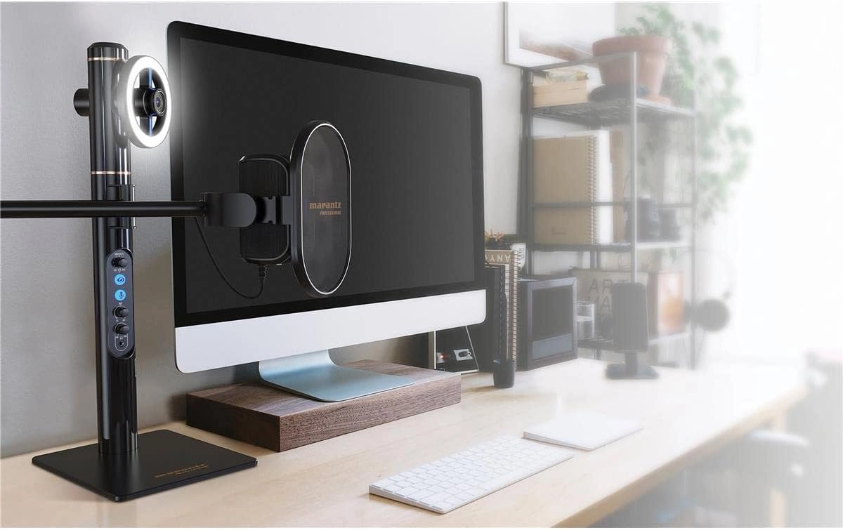 Turret - Self-Contained USB-C Broadcast Video System with Full HD webcam (H.264 video), USB condenser microphone with pop filter, Dimmable LED light ring and internal USB hub