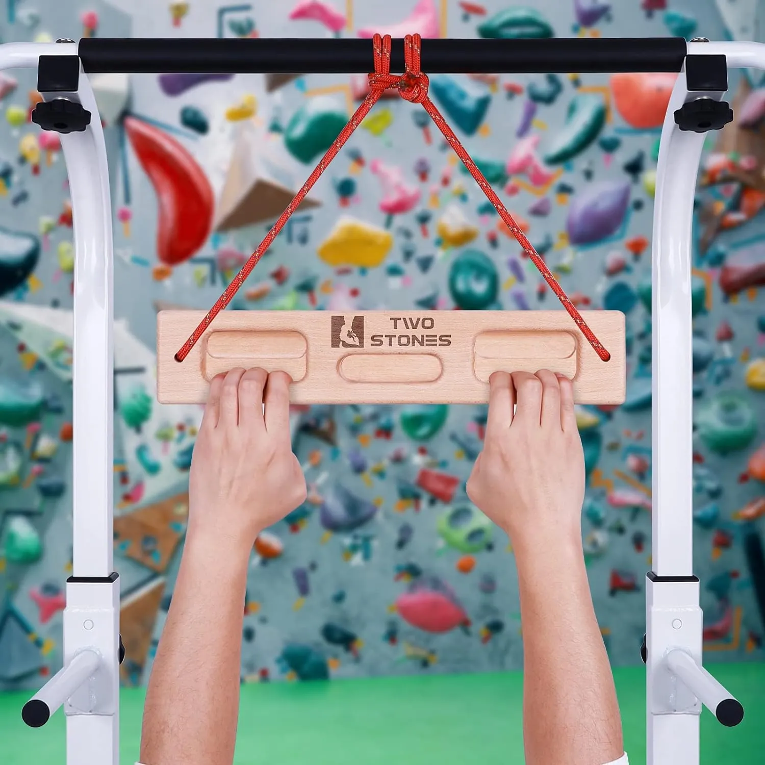 TWO STONES Portable Fingerboard as Rock Climbing Training Boards with Edges and Pockets, Portable Climbing Hangboard as Rock Climbing Finger Strengthener Training Indoor and Outdoor