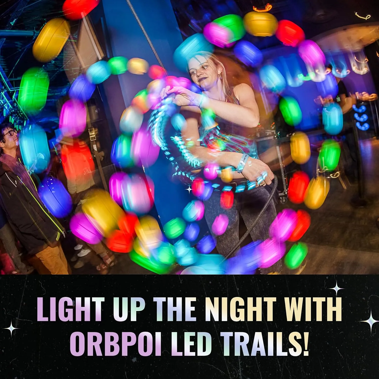 UltraPoi OrbPoi LED Poi Balls – USB Rechargeable Spinning Orb Flow w/ 30  Color Modes – Glow Poi Balls w/LED Knob Handles & Soft Cases – LED Visual Poi for Rave Parties Festivals & Flow Arts