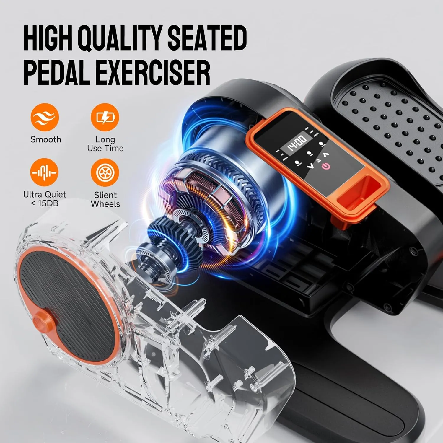Under Desk Elliptical Machine for Home Workout, 12 Levels Speeds Ellipse Leg Exerciser While Sitting Quiet & Portable Seated Pedal Exerciser with Remote Control & Non-Slip Pad