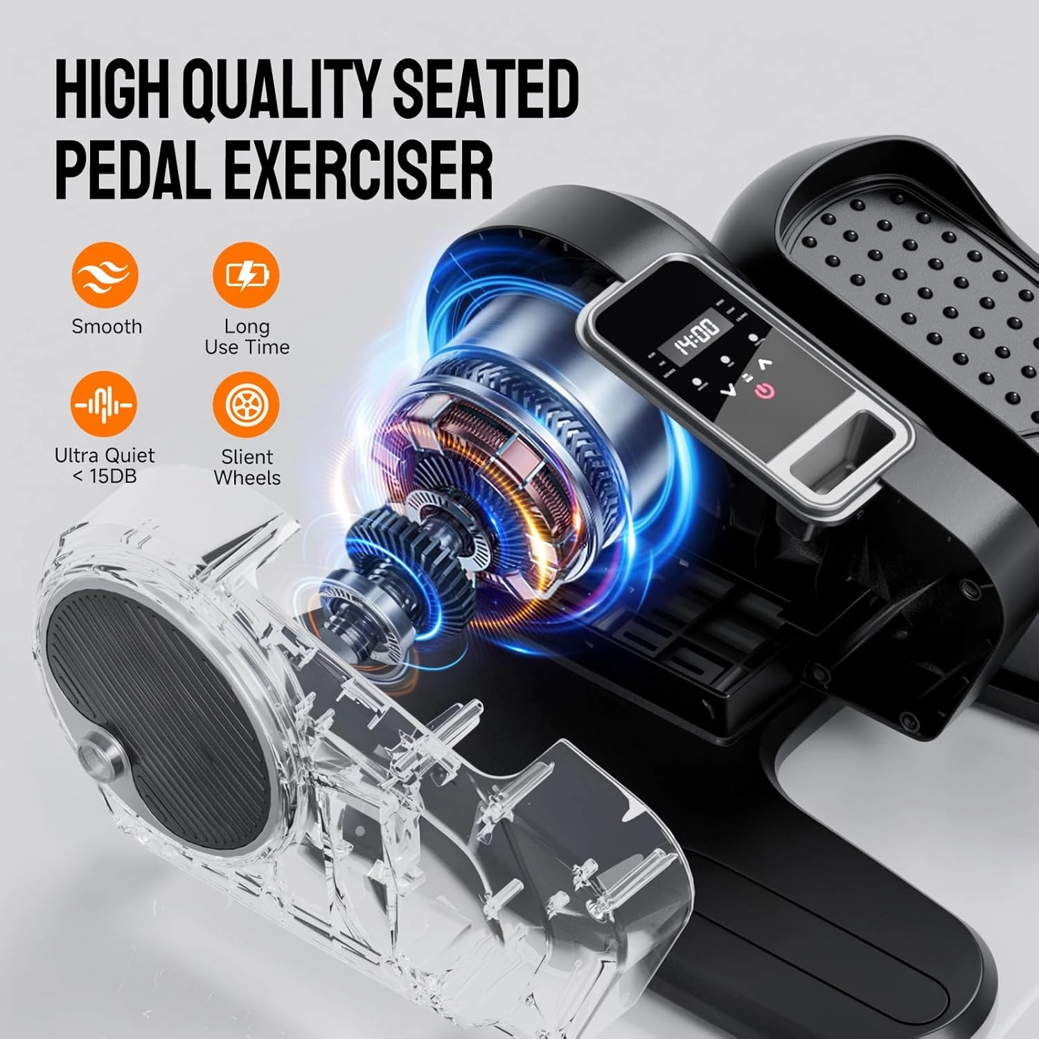 Under Desk Elliptical Machine for Home Workout, 12 Levels Speeds Ellipse Leg Exerciser While Sitting Quiet & Portable Seated Pedal Exerciser with Remote Control & Non-Slip Pad