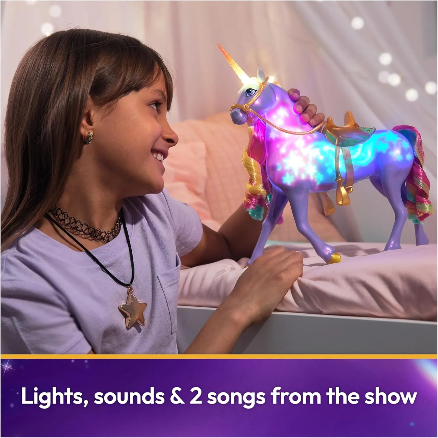 Unicorn Academy, Interactive Rainbow Light-up Wildstar with Lights, Sounds & Music, Dolls & Unicorn Toys for Girls Ages 4 and up