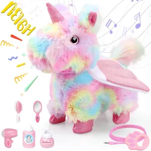 Unicorn Plush Interactive Toy for Kids age 3 4 5 6 Year Old: Walking Talking Electronic Pet Toy with Remote Control Leash Touch Recognition Toddler Unicorn Care Set Birthday Gifts for Girl 6-12