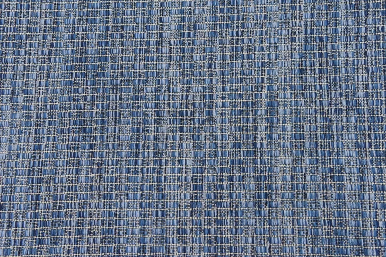 Unique Loom Collection Casual Transitional Solid Heathered Indoor/Outdoor Flatweave Area Rug (2' x 6' 1" Runner, Blue/Navy Blue)