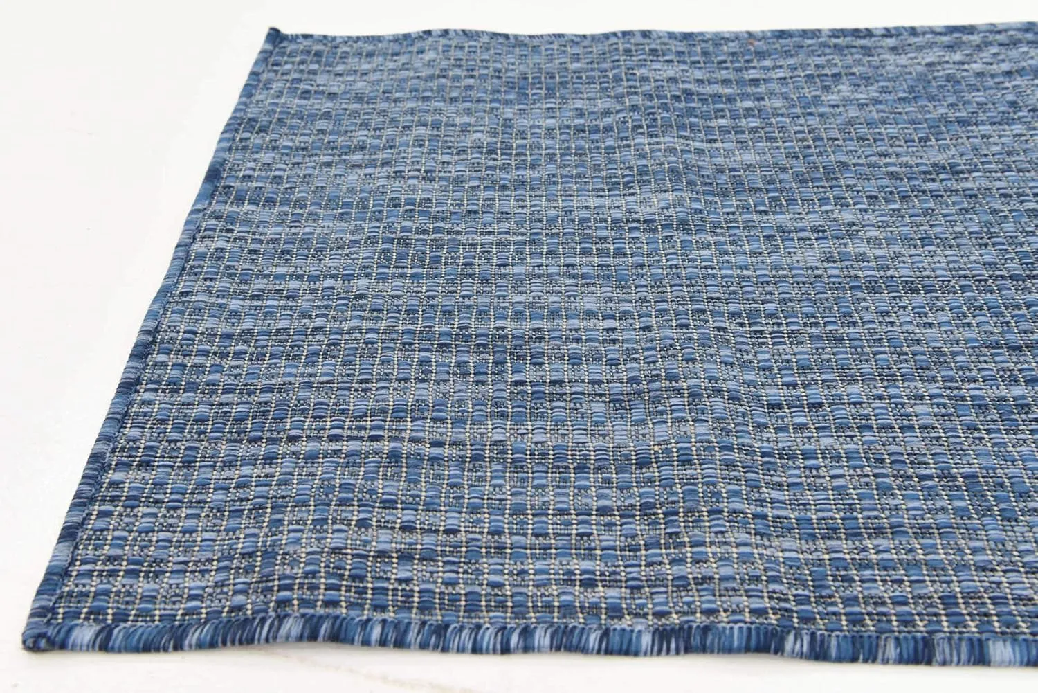 Unique Loom Collection Casual Transitional Solid Heathered Indoor/Outdoor Flatweave Area Rug (2' x 6' 1" Runner, Blue/Navy Blue)