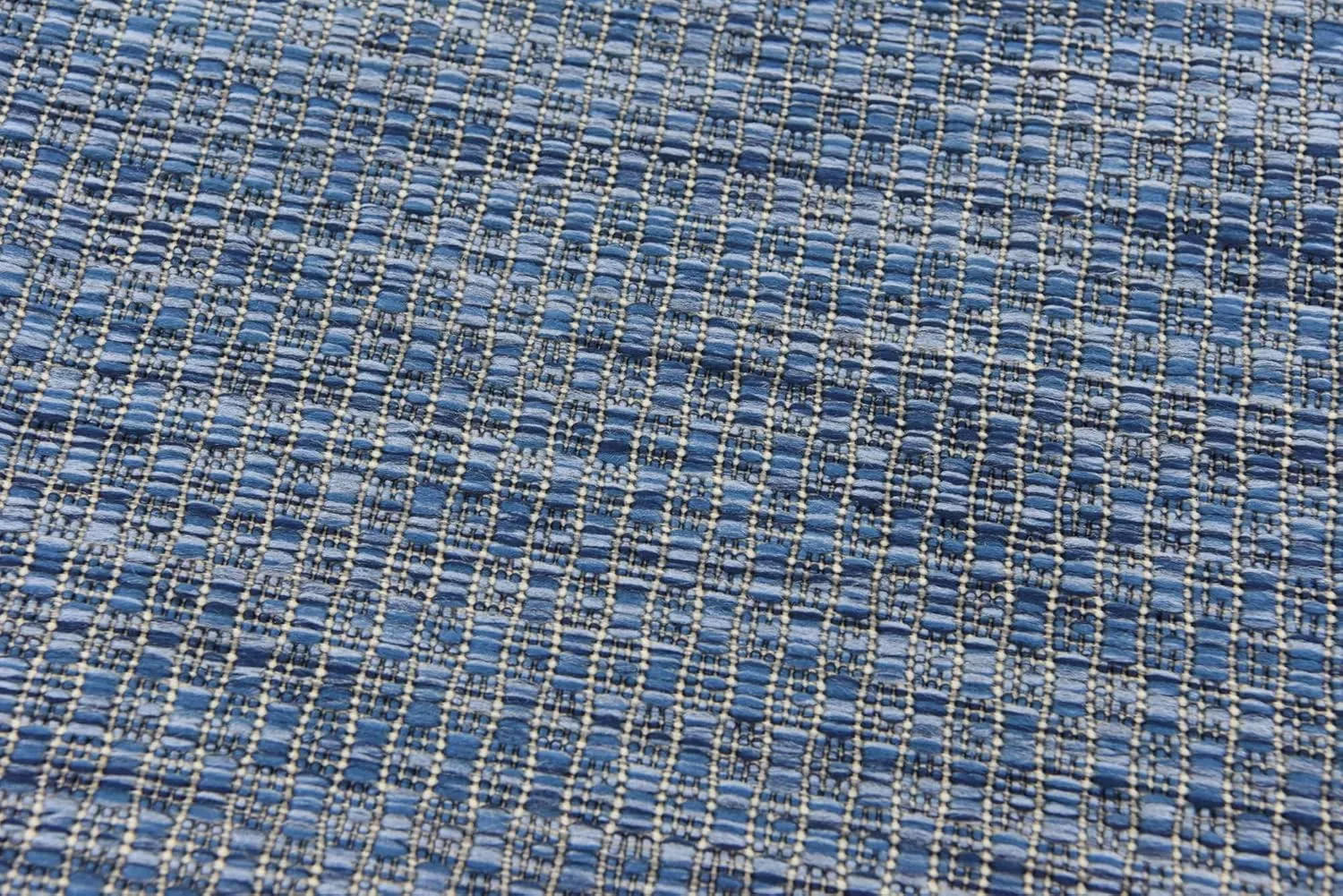 Unique Loom Collection Casual Transitional Solid Heathered Indoor/Outdoor Flatweave Area Rug (2' x 6' 1" Runner, Blue/Navy Blue)