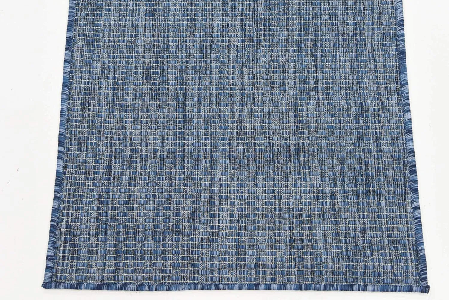 Unique Loom Collection Casual Transitional Solid Heathered Indoor/Outdoor Flatweave Area Rug (2' x 6' 1" Runner, Blue/Navy Blue)
