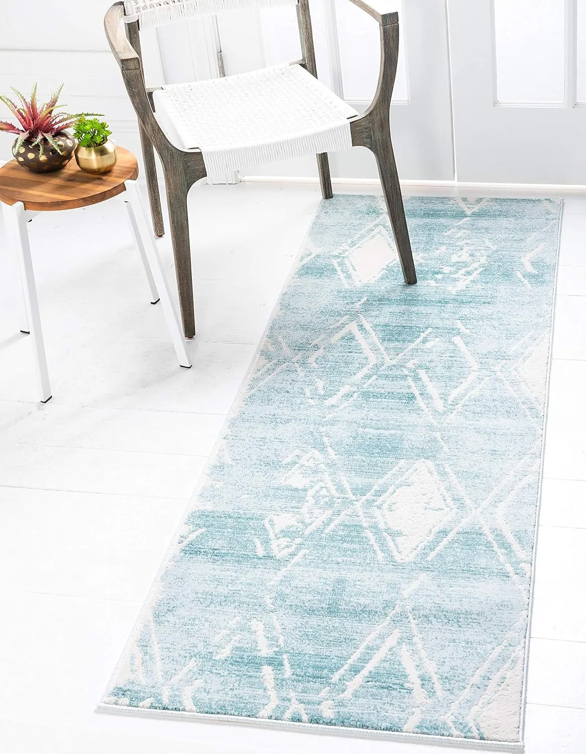 Unique Loom Jill Zarin Uptown Collection Area Rug - Carnegie Hill (2' 2'' x 6' 1'' Runner, Turquoise/ Ivory)