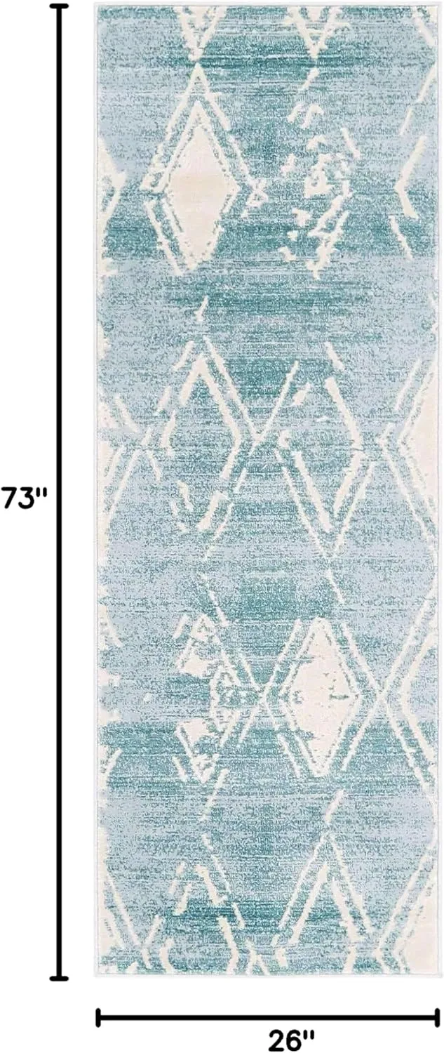 Unique Loom Jill Zarin Uptown Collection Area Rug - Carnegie Hill (2' 2'' x 6' 1'' Runner, Turquoise/ Ivory)