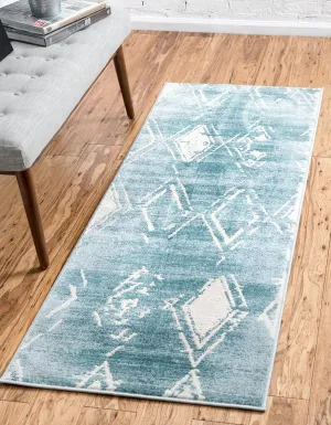 Unique Loom Jill Zarin Uptown Collection Area Rug - Carnegie Hill (2' 2'' x 6' 1'' Runner, Turquoise/ Ivory)