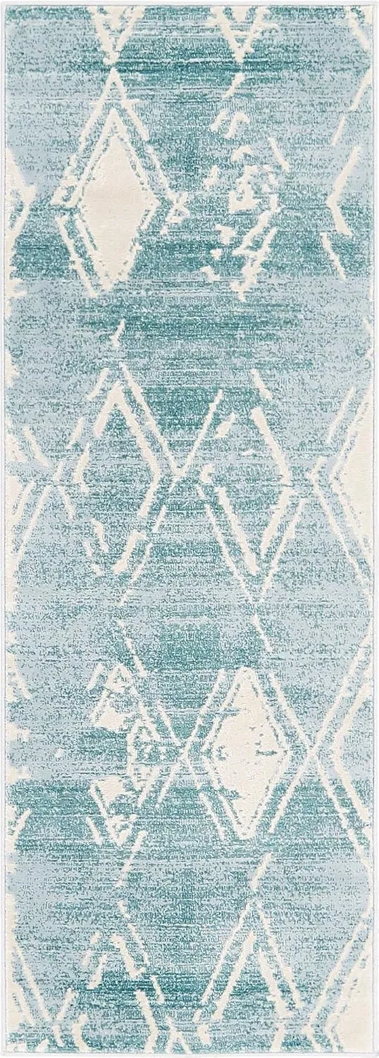 Unique Loom Jill Zarin Uptown Collection Area Rug - Carnegie Hill (2' 2'' x 6' 1'' Runner, Turquoise/ Ivory)