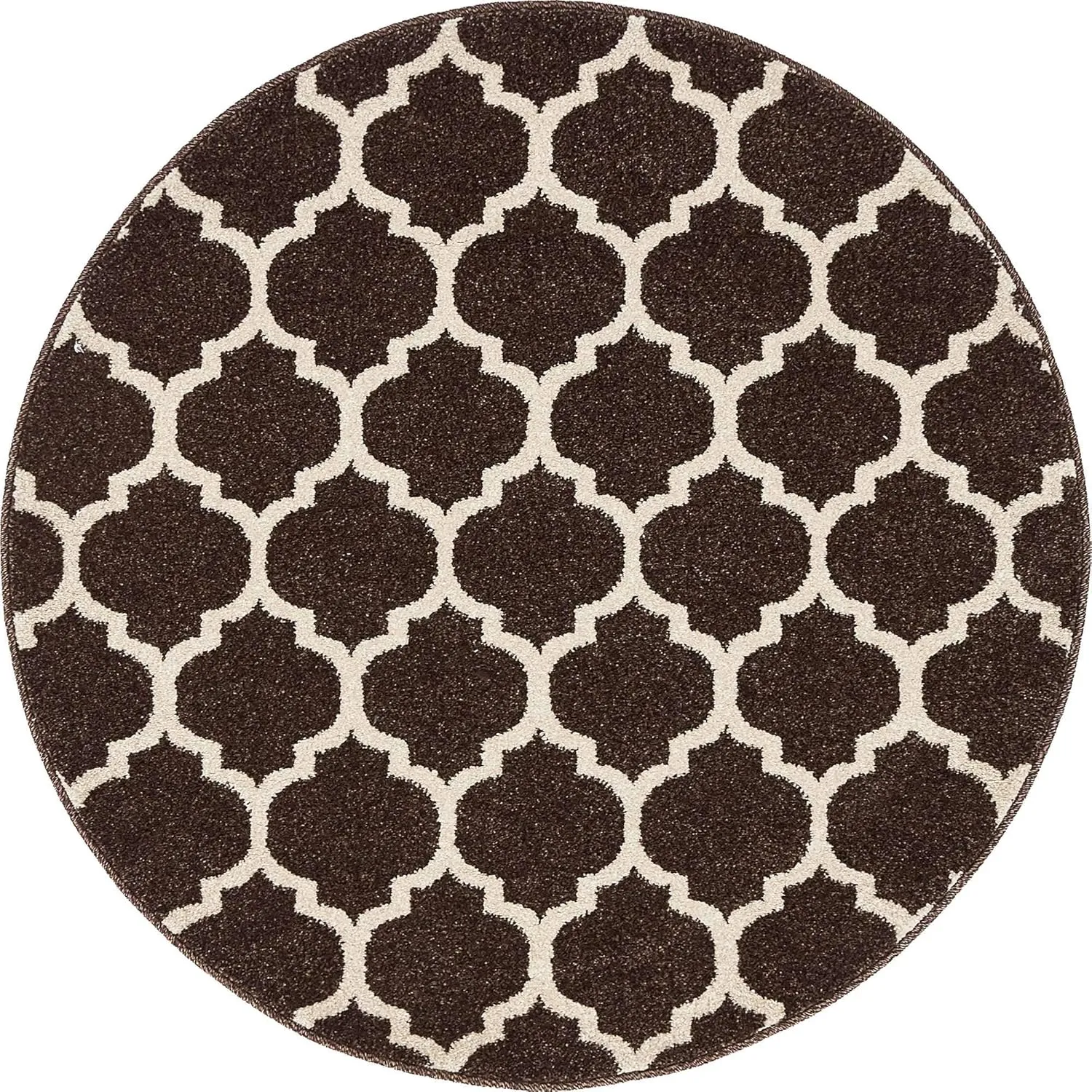 Unique Loom Trellis Collection Area Rug - Philadelphia (3' 3" Round Chocolate Brown/Beige)