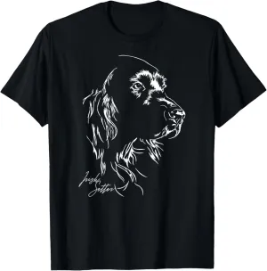 Unisex Adult Irish Setter Dog Themed T-Shirt Black Small Classic Fit Pull On Short Sleeve Crew Neck