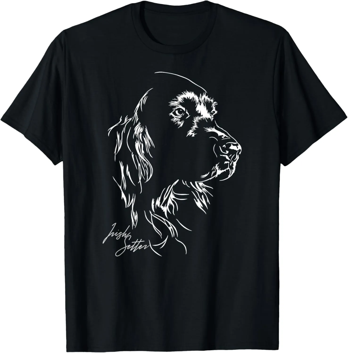 Unisex Adult Irish Setter Dog Themed T-Shirt Black Small Classic Fit Pull On Short Sleeve Crew Neck