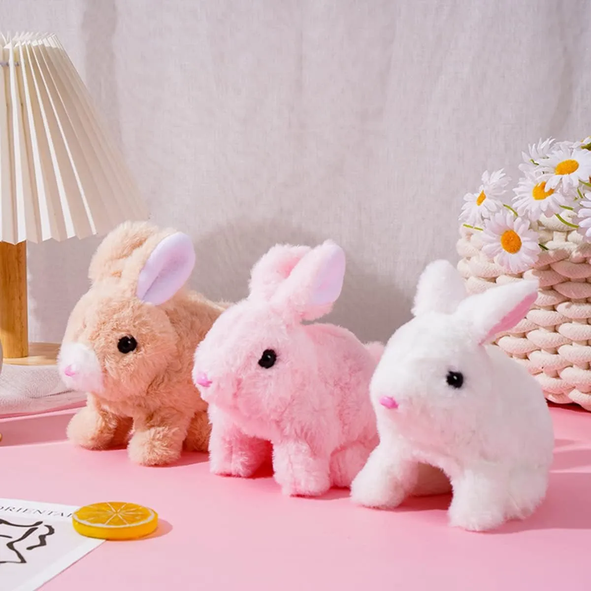 Upgrade My Realistic Bunny Toy, 2025 New Easter Plush Educational Interactive Bunnies Can Walk and Talk, Handmade Hopping Easter Realistic Bunny Toy for Kids (Brown, No Carrot)
