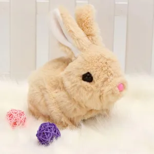Upgrade My Realistic Bunny Toy, 2025 New Easter Plush Educational Interactive Bunnies Can Walk and Talk, Handmade Hopping Easter Realistic Bunny Toy for Kids (Brown, No Carrot)